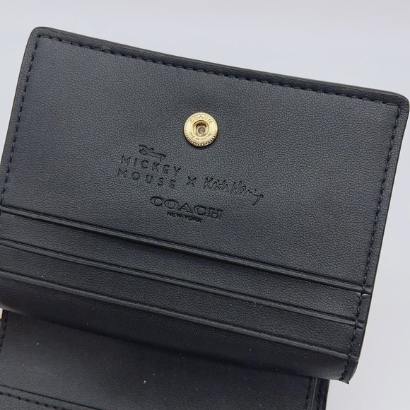 Coach C7446 Disney Mickey Mouse X Keith Haring Snap Zip Wallet NWT Org $198 - Picture 6 of 11